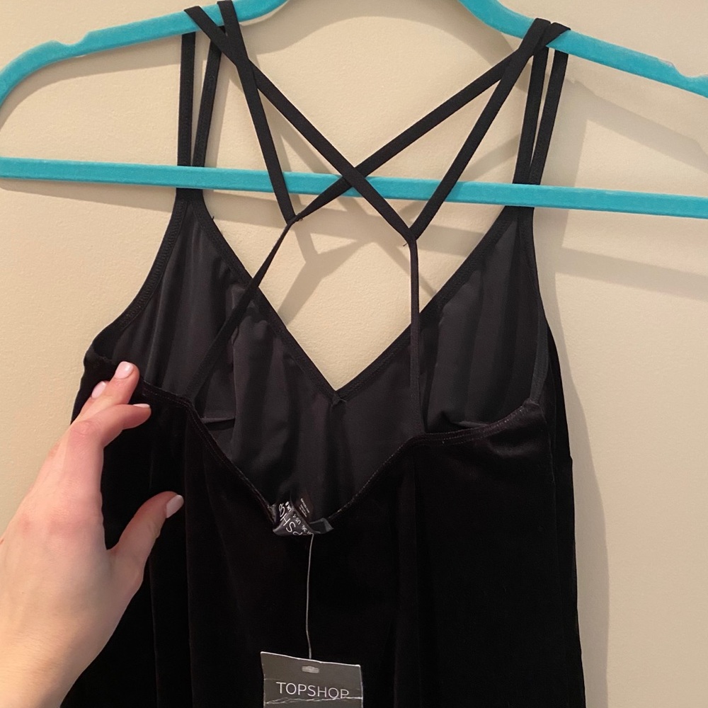 Black velvet Strappy Slip Dress by Topshop - Picture 7 of 8